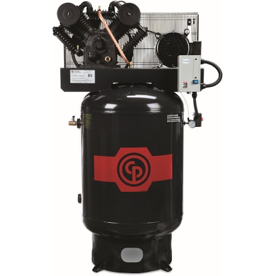 Chicago Pneumatic 10HP RCP Two Stage Iron Series Simplex Reciprocating Air Compressor Standard Model 120Gal Vertical RCP-C10123VS