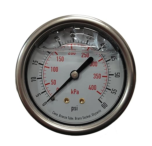 Midwest Control Liquid Filled Pressure Gauge Back Mount Series 2" Dial LFSB20-60