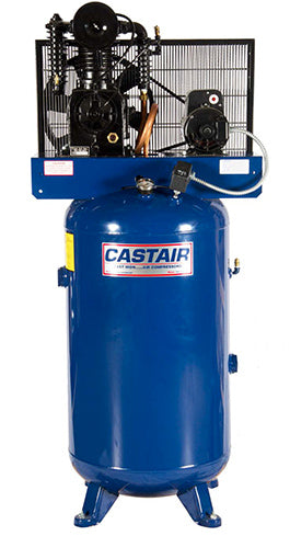 Castair 5HP Commercial / Garage Compressor 1 Stage, 23.7 CFM@ 100 PSI, 230 Volt, Pump RPM 1088, 80Gal Vertical Tank C518VA8