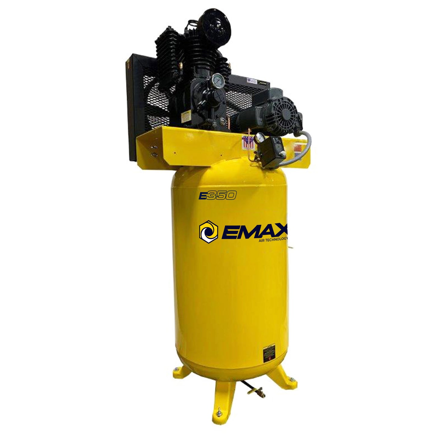EMAX Industrial 5HP 19CFM 1- Phase 2-Stage 80 Gal. Vertical Stationary Electric Air Compressor-W/ Pressure Lube Pump / w/ Isolator Pads
