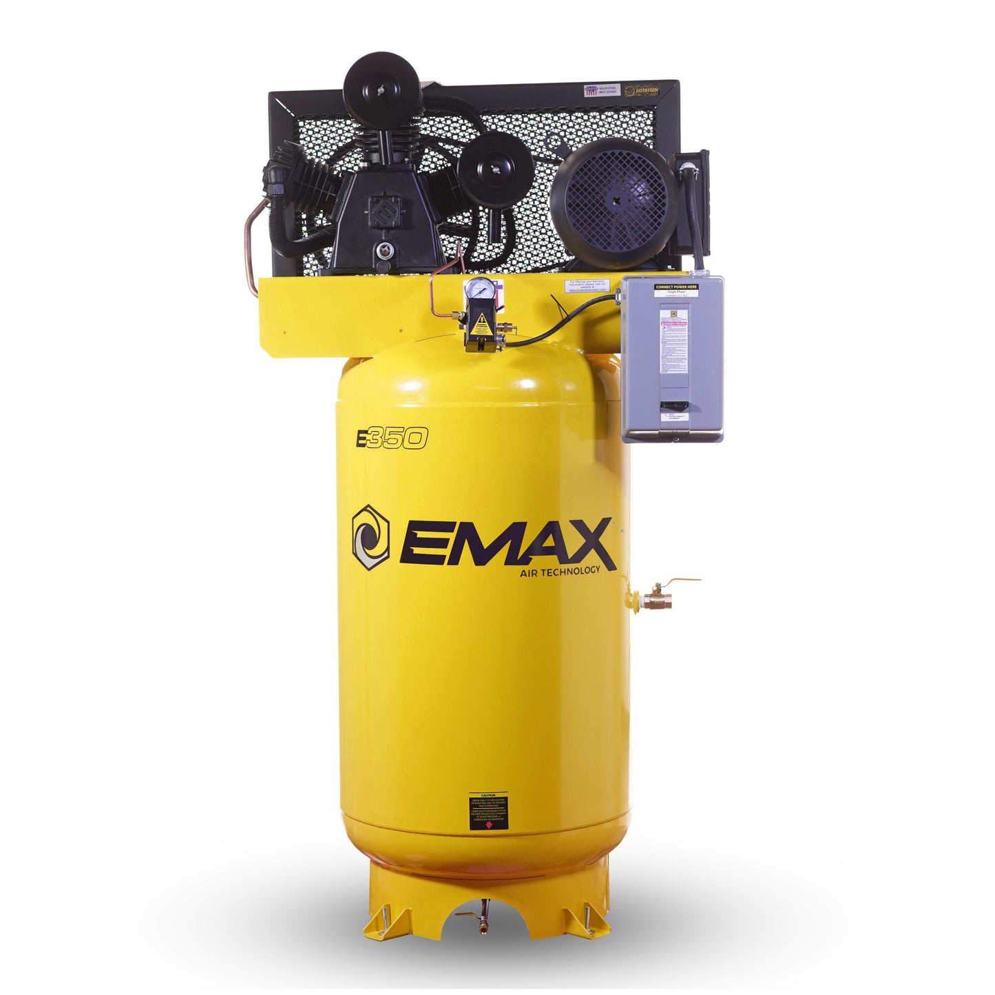 EMAX Industrial 7.5HP 3CYL Two Stage 1Ph 26CFM 80 Gal. Air Compressor w/isolator pads - Splash Lube Pump