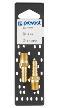 Prevost Brass Male Hose Barb on Plate