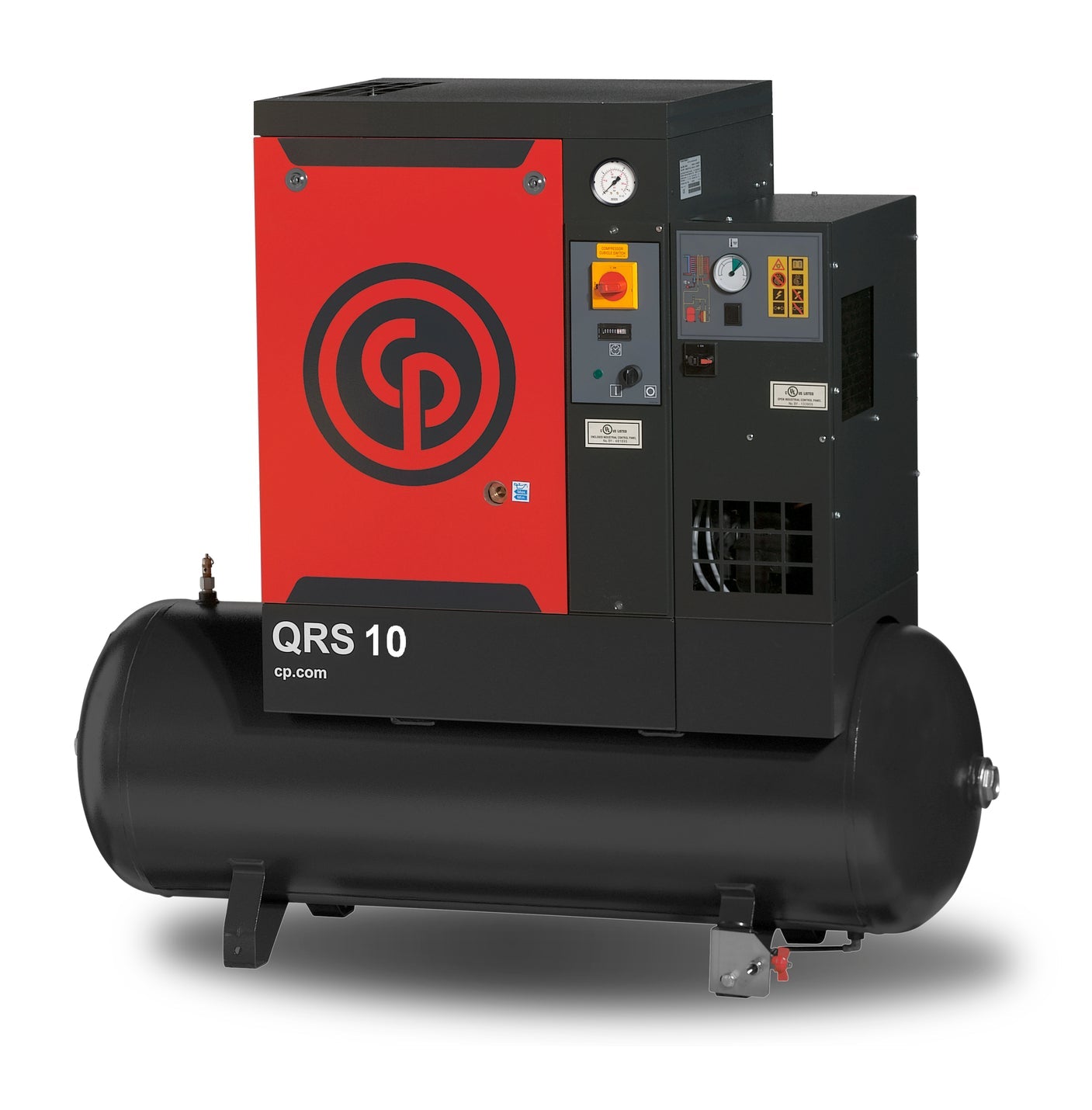 Chicago Pneumatic 10HP QRS Rotary Screw Air Compressor with Dryer 150 PSI 120Gal Horizontal QRS 10D TM