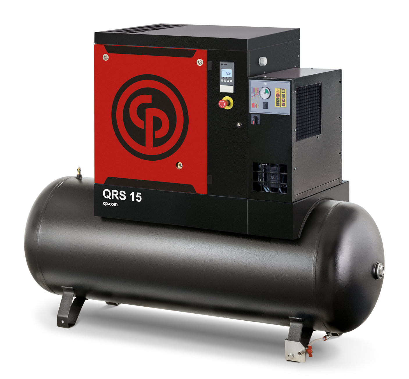 Chicago Pneumatic 15HP QRS Rotary Screw Air Compressor with Dryer 125 PSI 120Gal Horizontal QRS 15D TM