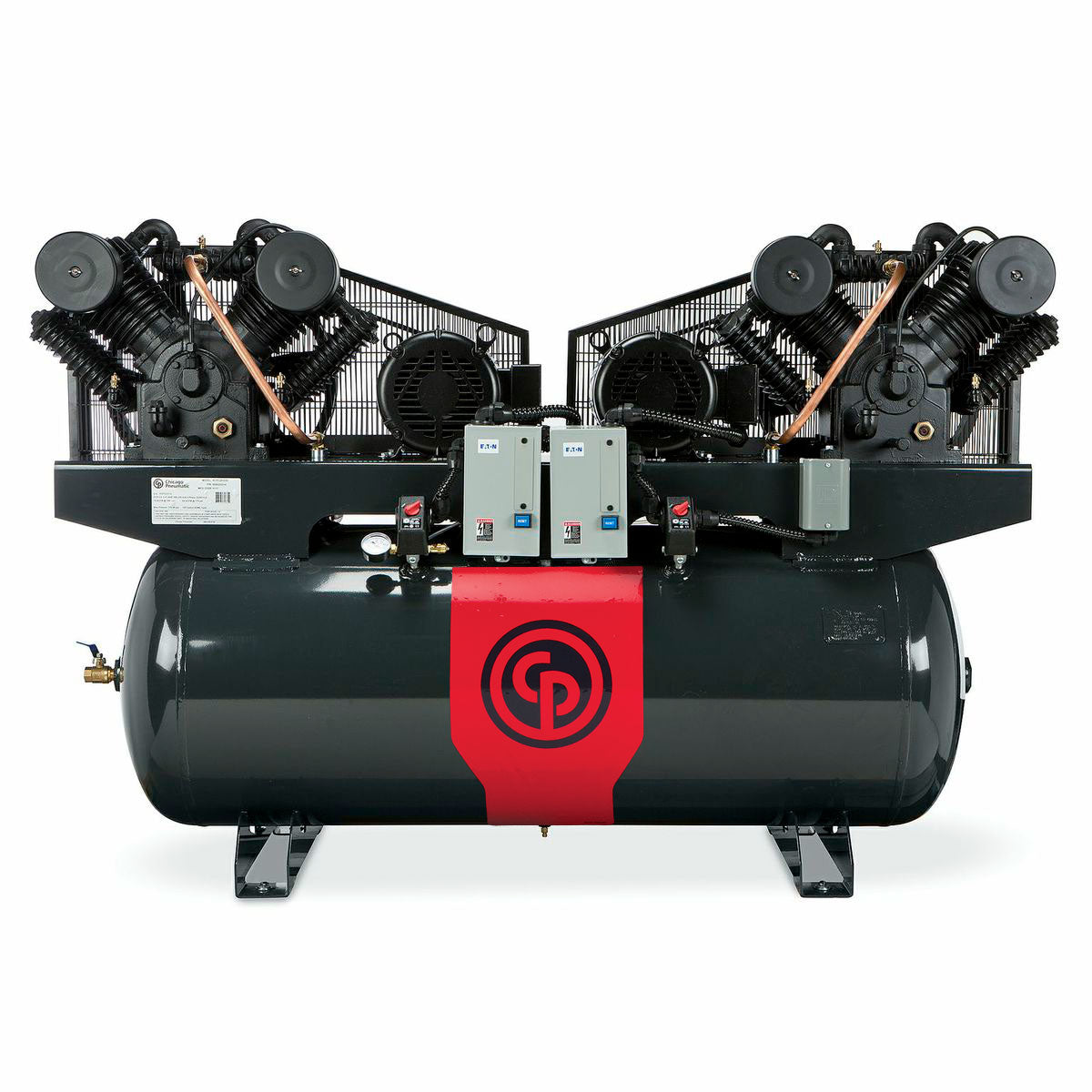 Chicago Pneumatic 20HP RCP Two Stage Iron Series Duplex Reciprocating Air Compressor 120Gal Horizontal RCP-C20123D4