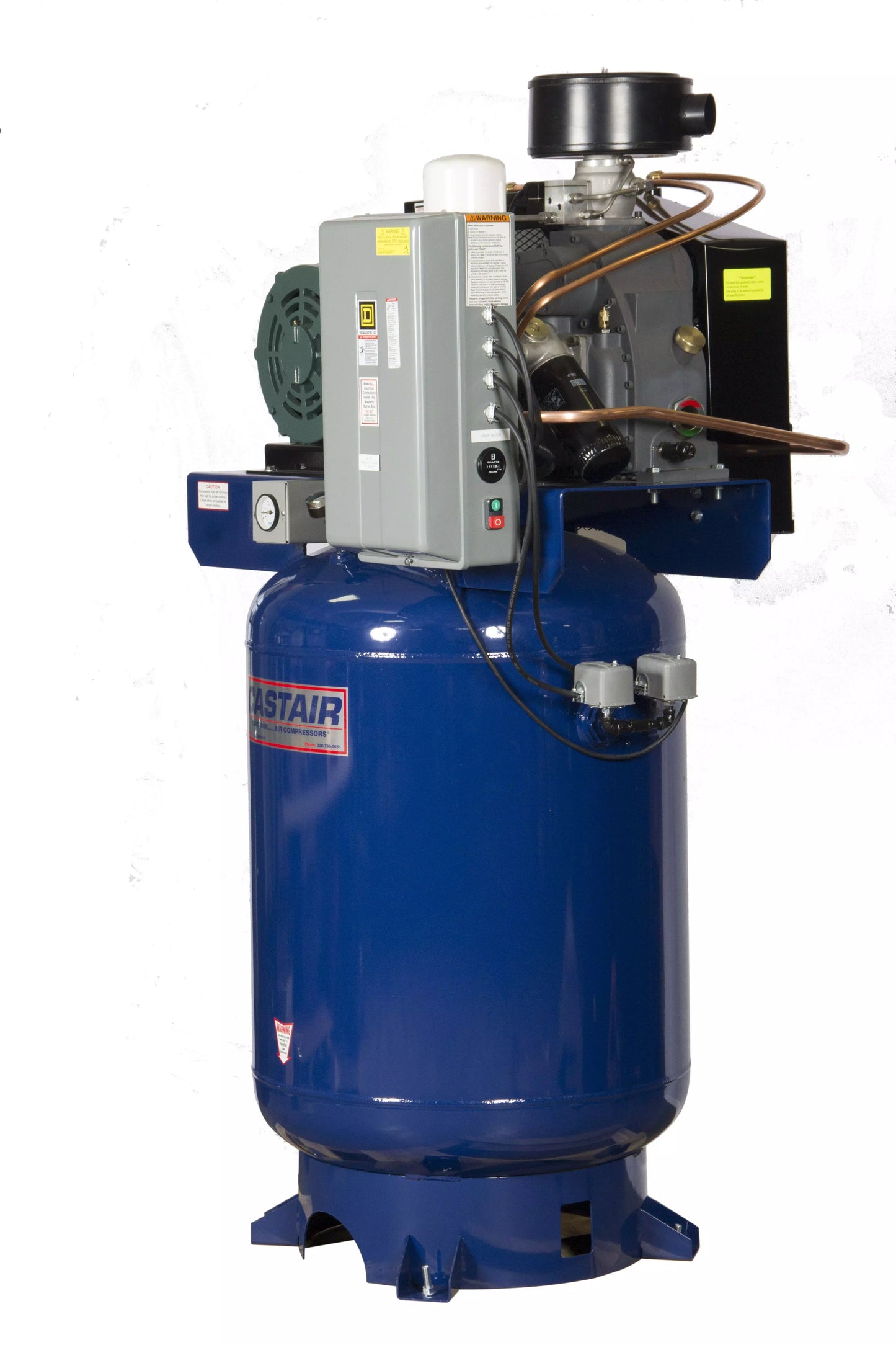 Castair 7.5 HP 3 Phase Rotary Screw Air Compressor 31 CFM, 100 PSI, 80Gal Vert Tank, R738VP75