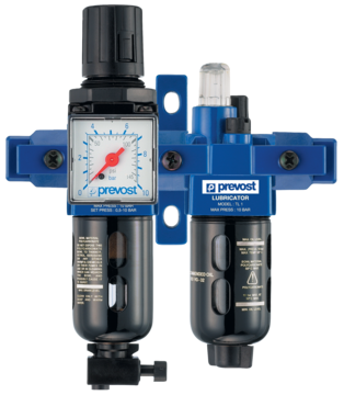 Prevost ALTO Filter-Regulator-Lubricator with Wall Bracket and Pipe Adapters - 2 Units - TB PSM