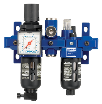 Prevost ALTO Filter-Regulator-Lubricator with Wall Bracket Diverter Block and Pipe Adapters - 2 Units - TB SME