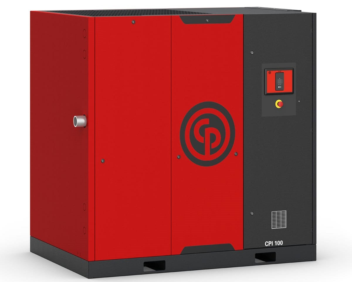 Chicago Pneumatic 100HP CPI Water Cooled Fixed Speed Gear Drive Rotary Screw Air Compressor 150 PSI Base CPI 101 W