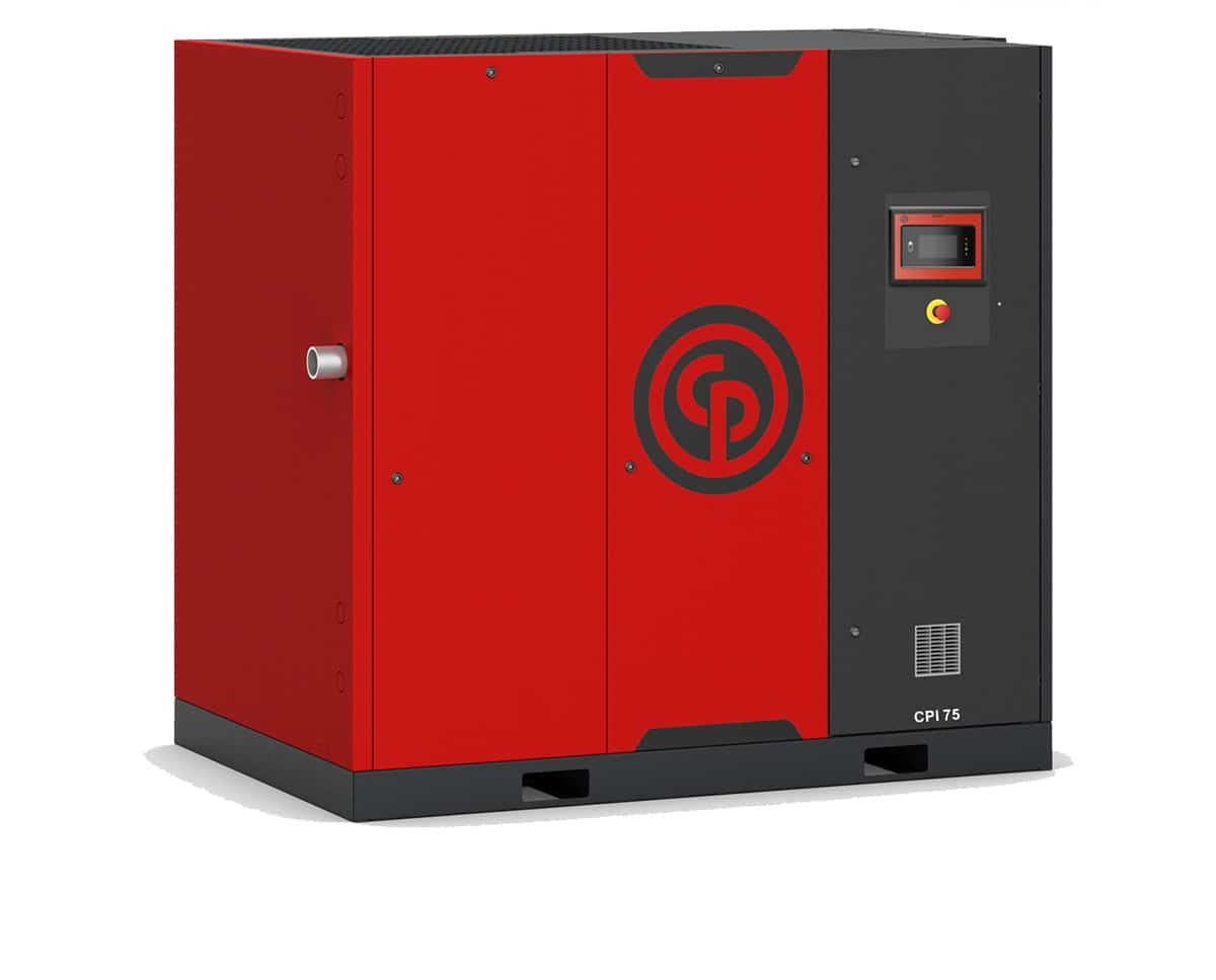 Chicago Pneumatic 75HP CPI Air Cooled Fixed Speed Gear Drive Rotary Screw Air Compressor with Dryer 125 PSI Base CPI 75 AD