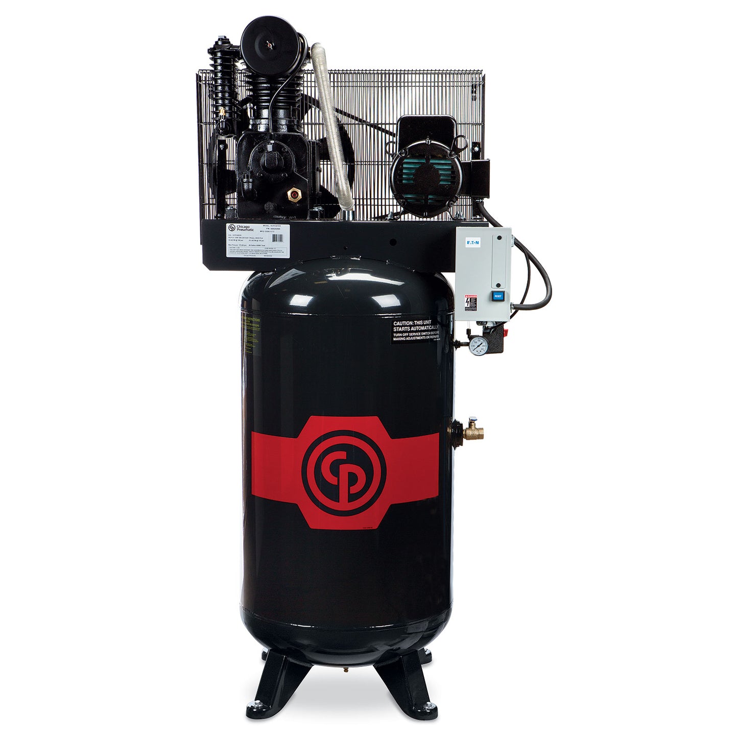 Chicago Pneumatic 7.5HP RCP Two Stage Iron Series Simplex Reciprocating Air Compressor Standard Model 80Gal Vertical RCP-C7581VS