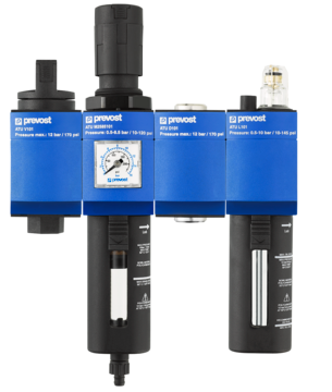 Prevost Filter-Regulator-Lubricator with Manual Valve and Dry Outlet - 4 Units - ATU VBD