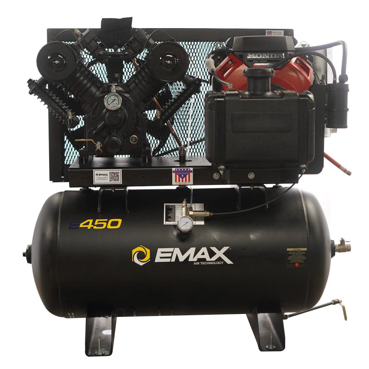 EMAX Honda GX Gas Driven w/Elec. Start 18HP V4 39CFM 60 Gal. Truck Mount Stationary Air Compressor