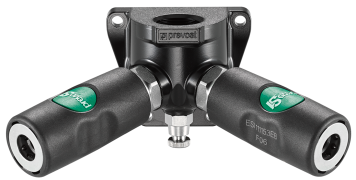 Prevost Female Thread Double Wall Manifold - 2 Couplers and Drain - prevoS1