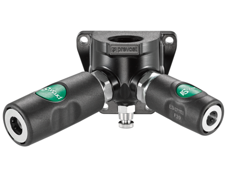 Prevost Female Thread Double Wall Manifold - 2 Couplers and Drain - prevoS1