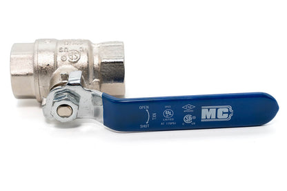 Midwest Control 3/4" FNPT Brass Ball Valve Nickel-Plated 600 PSI CWP FPC-75