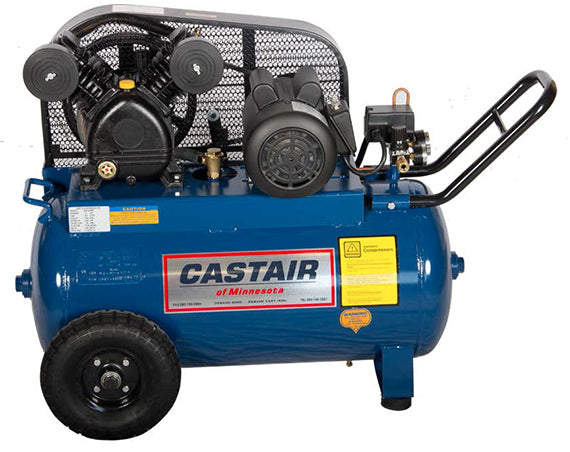 Castair 2 HP Single Stage Garage Air Compressor 115 Volt 6.5 CFM@100 PSI 20 Gallon Portable Tank G212P50