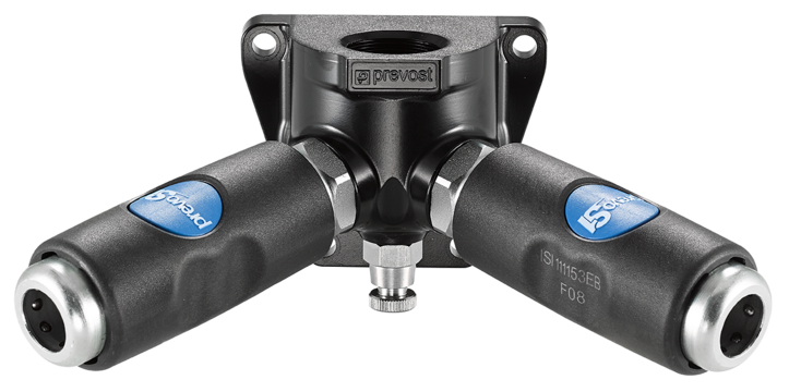 Prevost Female Thread Double Wall Manifold - 2 Couplers and Drain - prevoS1