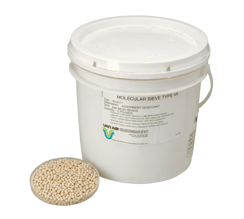 VAN AIR SYSTEMS 1/8" 4A MOLECULAR SIEVE 25 LB. PAIL 33-0249