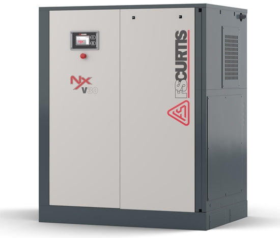 FS-Curtis Premium Rotary Screw Air Compressor, NX Series. Model: NxB30. Base Mount with Air Dryer. Capacity: 149.1 CFM at 175 PSI