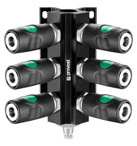 Prevost Female Thread Wall Manifold - Couplers and Drain - prevoS1