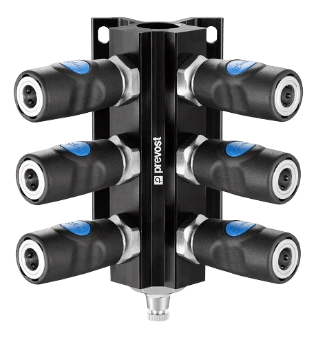 Prevost Female Thread Wall Manifold - Couplers and Drain - prevoS1
