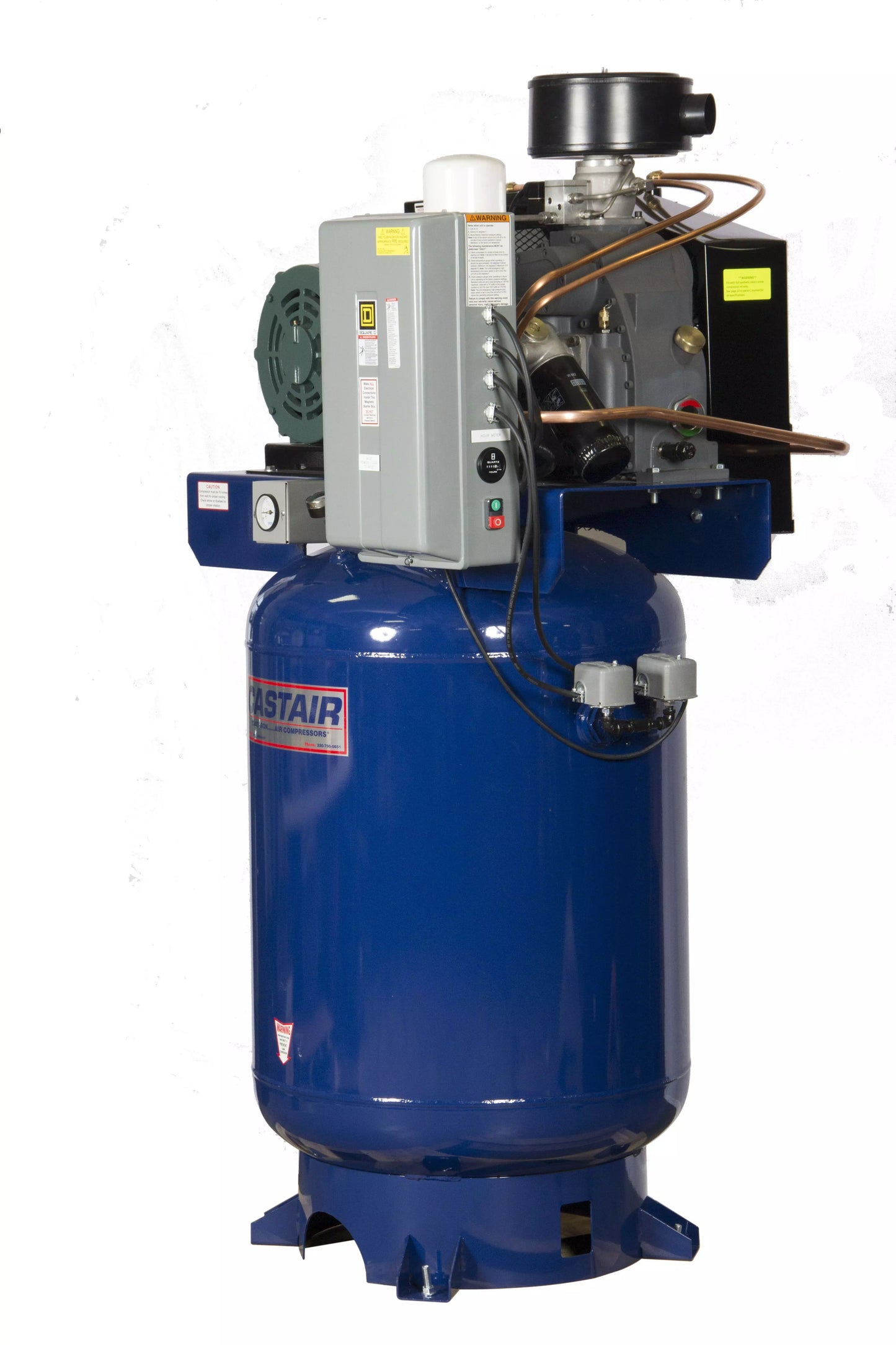 Castair 10 HP 1Ph Rotary Screw Air Compressor 40 Cfm At 100 Psi 80 Gal Horiz Tank R1018HP75