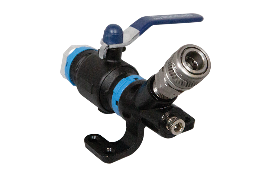 Unipipe Wall Mounted Drop End with 25mm Ball Valve and Single 1/4" Universal Quick Coupling - UnipipeAIR UASFSBQ.025015N