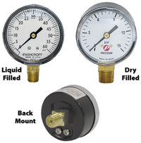 Castair 1/4" NPT 2.5" Dial Liquid Filled 0-300 PSI Back Mount Pressure Gauge Liquid Filled GL251430B