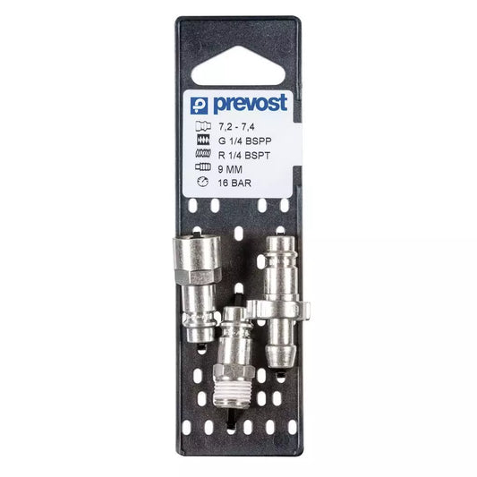 Prevost 7,2-7,4 ADAPTORS ON PLATE NPT female thread = 1/4" FNPT NPT male thread = 1/4" MNPT