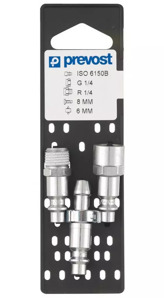 Prevost ISO B ADAPTORS ON PLATE Female thread = 1/4" FNPT Male thread = 1/4" MNPT