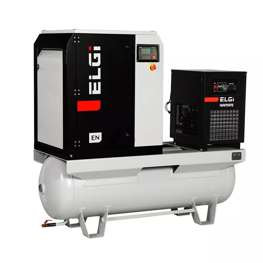 ELGi EN04 5hp Electric Rotary Screw Air Compressor, 120Gal Tank Mount, (EN04-125-120T-G2)