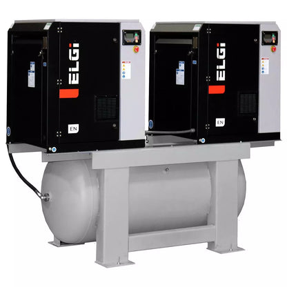 ELGi EN11 15hp Electric Rotary Screw Air Compressor, 120Gal Duplex Pckg (EN11-125-120Q-A2)