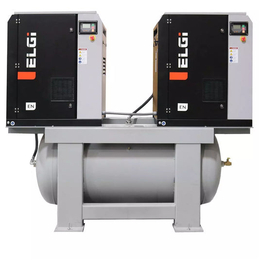 EN15 - ELGi 20hp Electric Rotary Screw Air Compressor, 120Gal Duplex Pckg (EN15-150-120Q-A2)