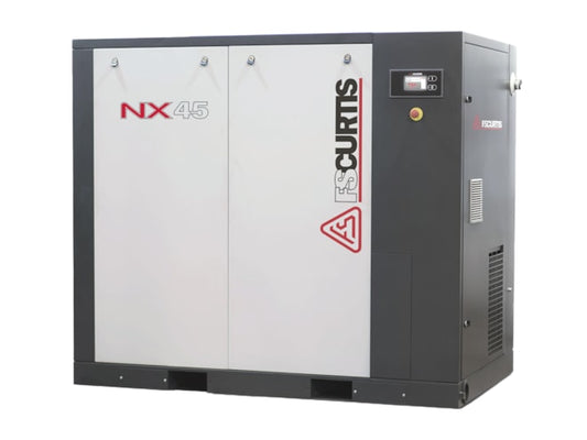 FS-Curtis Premium Rotary Screw Air Compressor, NX Series. Model: NxD110. Base Mount. Capacity: 690.6 CFM at 100 PSI. Voltage: 3/60/460V