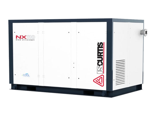 FS-Curtis Premium Rotary Screw Air Compressor, NX Series. Model: NxHEV200. Base Mount. Capacity:  1236.84-455.39 CFM at 125 PSI. Voltage: 3/60/460V