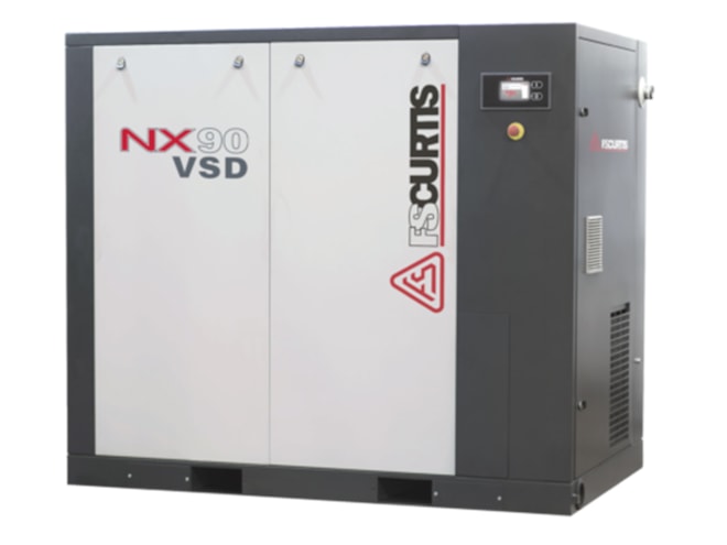 FS-Curtis Premium Rotary Screw Air Compressor, NX Series. Model: NxV55. Base Mount. Capacity: 345.4-71.3 CFM at 100 PSI. Voltage: 460