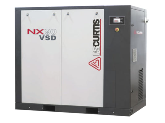 FS-Curtis Premium Rotary Screw Air Compressor, NX Series. Model: NxV30. Base Mount. Capacity: 153-50 CFM at 150 PSI. Voltage: 460