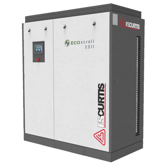 FS-Curtis Premium Rotary Screw Air Compressor, NX Series. Model: ES11. Base Mount. Capacity: 36.6 CFM at 145 PSI. Voltage: 3/60/460