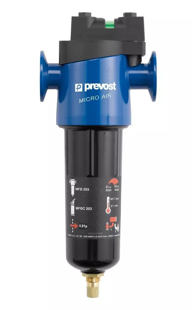 Prevost SUBMICRON FILTER NPT Female thread (NPT) = 1/4" FNPT Flow rate (cfm at 100 psi) = 20