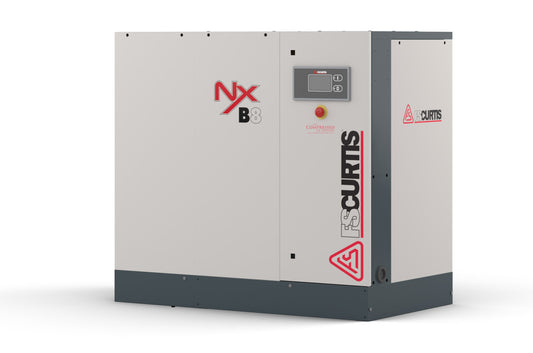 FS-Curtis Premium Rotary Screw Air Compressor, NX Series. Model: NxB04. Base Mount. Capacity: 21.5 CFM at 100 PSI. Voltage: 230/1/60