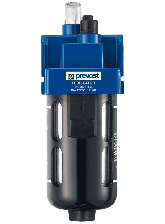 Prevost LUBRICATOR NPT female thread = 3/8" FNPT Flow rate (cfm at 87 psi ΔP=7psi) = 105.90