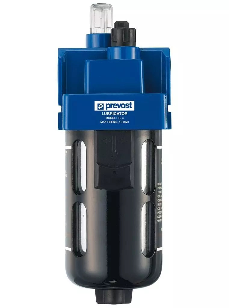 Prevost LUBRICATOR NPT female thread = 1/2" FNPT Flow rate (cfm at 87 psi ��P= 7 psi) = 199.44