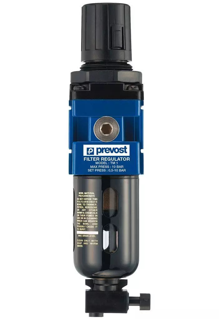 Prevost FILTER REGULATOR NPT female thread = 1/4" FNPT Flow rate (cfm at 100 psi ΔP=14psi) = 19.43