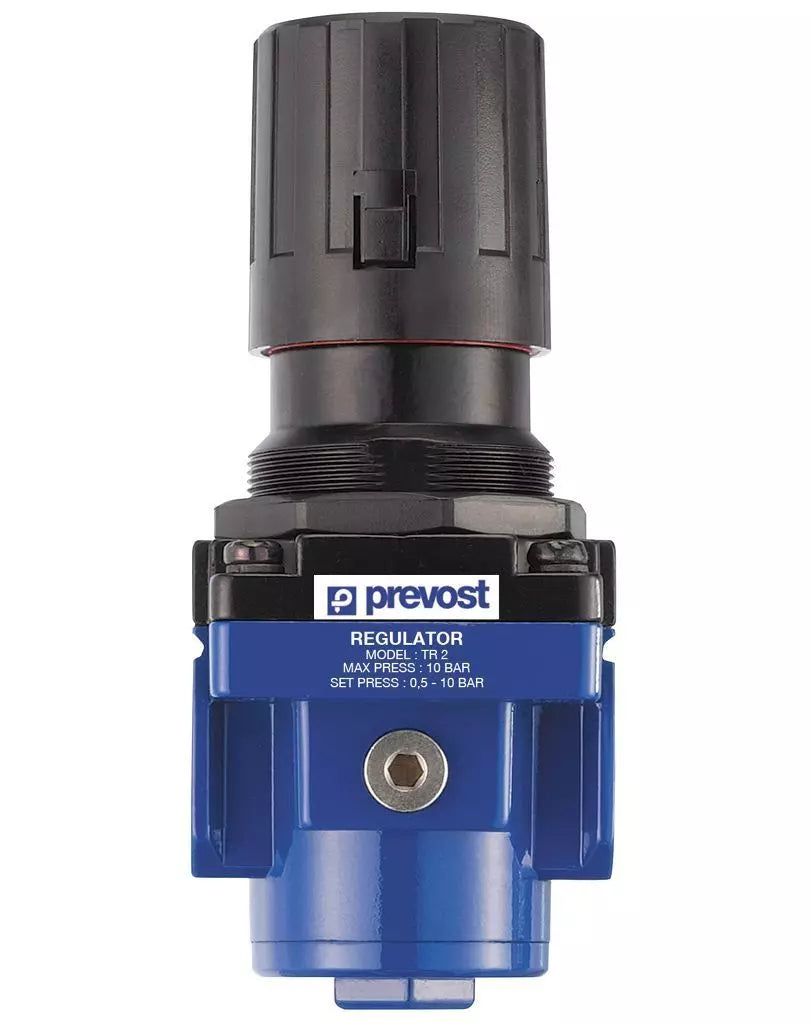 Prevost REGULATOR NPT female thread = 3/8" FNPT Flow rate (cfm at 87 psi ΔP=14psi) = 88.25