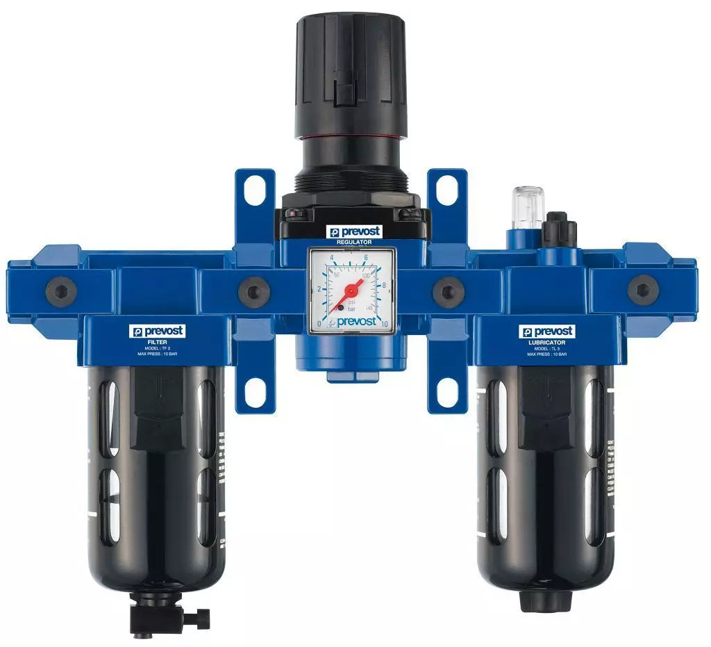 Prevost FRL ASSEMBLY NPT female thread = 1/2" FNPT Flow rate (cfm at 87 psi ΔP=14psi) = 123.54