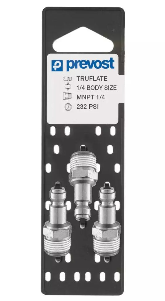 Prevost TRUFLATE ADAPTORS ON PLATE Quantity = 3 NPT male thread = 3/8" MNPT